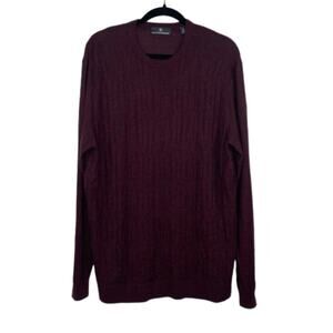 Hart Schaffner Marx Extra Fine Merino Wool XL maroon plum knit sweater V-neck